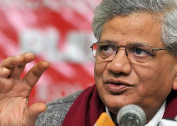 Kolkata: CPI(M) General Secretary Sitaram Yechury at a press conference during the party's ongoing 'Kolkata Plenum', in Kolkata on Monday. PTI Photo  (PTI12_28_2015_000152B)