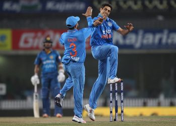 Ashish Nehra of India celebrates the wicket of  Danushka Gunathilaka of Sri Lanka  during the second Paytm T20 Trophy International match between India and Sri Lanka held at the JSCA Stadium, Ranchi on the 12th February 2016

Photo by:  Ron Gaunt / BCCI / Sportzpics