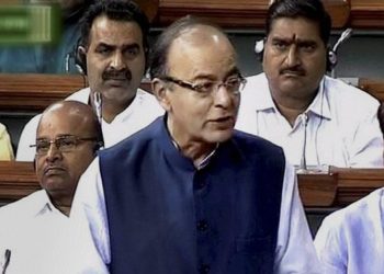 New Delhi: Finance Minister Arun Jaitley speaks in the Lok Sabha in New Delhi on Tuesday. PTI Photo / TV GRAB (PTI3_8_2016_000087B)