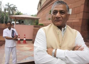 VK Singh  at Parliament House on Thursday. Express Photo by Praveen Jain. 31.07.2014.