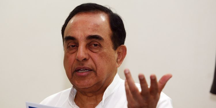 NEW DELHI, INDIA - APRIL 26: Janata Party President Subramanian Swamy shows a document during a press conference in New Delhi on Thursday, 26th April, 2012.  (Photo by Parveen Negi/India Today Group/Getty Images)