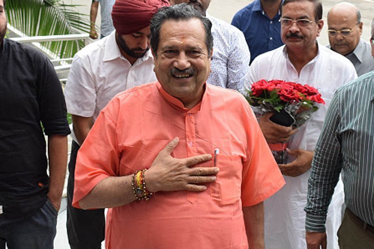 CHANDIGARH, INDIA - AUGUST 2: RSS leader Indresh Kumar at Golden Jubilee hall to attend a seminar in Panjab University on August 2, 2017 in Chandigarh, India. (Photo by Sikander Singh/Hindustan Times via Getty Images)
