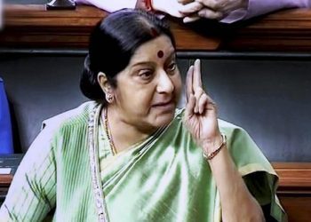 New Delhi: External Affairs Minister Sushma Swaraj speaks in the Lok Sabha in New Delhi on Wednesday. PTI Photo / TV GRAB  (PTI4_5_2017_000040a)