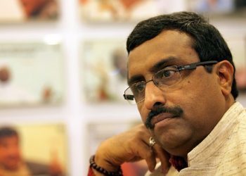 Ram Madhav, BJP National General Secretary, at the Indian Express idea exchange in New Delhi on April 7th 2015. Express photo by Ravi Kanojia.