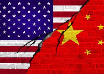 USA and China flag, conflict concept