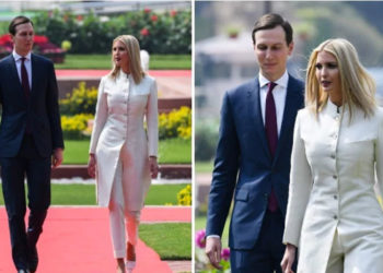 പട്ടുനൂലിൽ ഡിസൈനർ അനിത ഡോംഗ്രയുടെ കരവിരുത് : ഷെർവാണിയിൽ മനോഹരിയായി ഇവാൻക ട്രംപ്