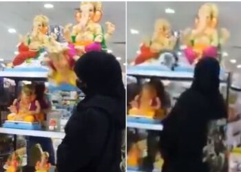 ബുർഖ ധരിച്ച സ്ത്രീ ഹിന്ദു വിഗ്രഹങ്ങൾ തകർക്കുന്ന വീഡിയോയെ പിന്തുണച്ച് മതമൗലികവാദികൾ : കേസെടുത്ത് പോലീസ്