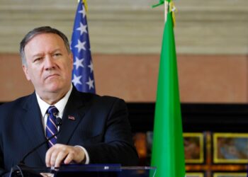 U.S. Secretary of State, Mike Pompeo speaks after meeting Italian Foreign Minister Luigi Di Maio in Rome, Wednesday, Oct. 2, 2019. U.S. Secretary of State Mike Pompeo is in Italy at the start of a four-nation tour of Europe as the push to impeach President Donald Trump gains steam at home. (AP Photo/Andrew Medichini)