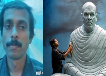 എട്ടടി ഉയരം, എട്ടര ക്വിന്റൽ തൂക്കം; ഗുരുദേവന്റെ ഏറ്റവും വലുപ്പമേറിയ പ്രതിമ നിർമ്മിച്ച് ഉണ്ണി കാനായി