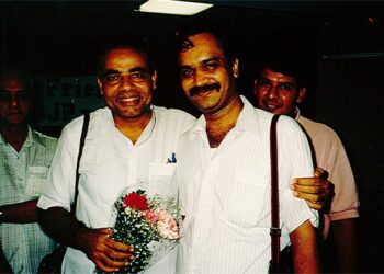 Suresh Jani, father of Amit Jani, with Narendra Modi