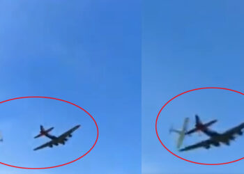 രണ്ടാം ലോക മഹായുദ്ധകാലത്തെ വിന്റേജ് വിമാനങ്ങൾ എയർഷോയ്ക്കിടെ കൂട്ടിയിടിച്ചു; പൈലറ്റുമാർക്ക് ദാരുണാന്ത്യം