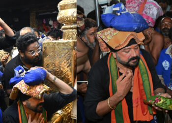 മകരവിളക്ക് ദിനത്തിൽ ശബരീശന്റെ അനുഗ്രഹം തേടി നടൻ ജയറാമും ജയം രവിയും ശബരിമലയിൽ