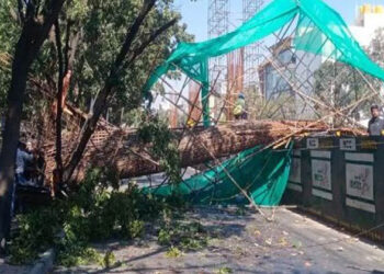 നിർമ്മാണത്തിലിരുന്ന മെട്രോ തൂൺ തകർന്ന് വീണു; സ്‌കൂട്ടറിൽ സഞ്ചരിക്കുകയായിരുന്ന അമ്മയ്ക്കും കുഞ്ഞിനും ദാരുണാന്ത്യം