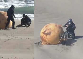 ഭീമൻ ഇരുമ്പ് ഗോളം കരയ്ക്കടിഞ്ഞു; രാജ്യമെമ്പാടും പരിഭ്രാന്തി; അന്വേഷണം