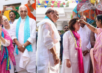 രാജ്നാഥ് സിങ്ങിന്റെ വസതിയിൽ ഹോളി ആഘോഷത്തിൽ പങ്കെടുത്ത് യുഎസ് വാണിജ്യ സെക്രട്ടറി; പാട്ട് പാടിയും നൃത്തം ചെയ്തും ആഘോഷം ഏറ്റെടുത്ത് ഗിനി റെയ്മോണ്ടോ