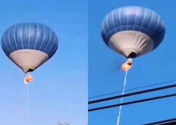 ആകാശത്തേക്ക് പറന്നുപൊങ്ങിയ ഹോട്ട് എയർ ബലൂണിന് തീപിടിച്ചു; ചാടി രക്ഷപ്പെടാൻ ശ്രമിച്ച രണ്ട് പേർ മരിച്ചു