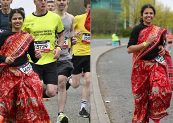 സാരിയുടുത്ത് മാഞ്ചസ്റ്റർ മാരത്തൺ പൂർത്തിയാക്കി;  അഭിമാനമായി മധുസ്മിത