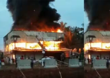 മലപ്പുറത്ത് ഓട്ടോ സ്‌പെയർ പാർട്‌സ് കടയിൽ തീപിടിത്തം; ഇരുനില കെട്ടിടം കത്തിനശിച്ചു