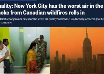 കാനഡയിൽ കാട്ടുതീ; പുകമൂടി അമേരിക്കൻ നഗരങ്ങൾ; ലോകകേരളാ സഭാ സമ്മേളനം നടക്കുന്ന ന്യൂയോർക്കിലും പുകമൂടിയ അവസ്ഥ; മുഖ്യമന്ത്രി സ്ഥലത്ത് എത്തുന്നത് നാളെ