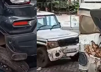 നിയന്ത്രണം വിട്ട പോലീസ് ജീപ്പ് പെട്രോൾ പമ്പിലേക്ക് ഇടിച്ചുകയറി; പെട്രോളടിക്കുന്ന മെഷീൻ തകർന്നു; വൻ അപകടം ഒഴിവായത് തലനാരിഴയ്ക്ക്