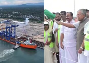 വിഴിഞ്ഞത്ത് ആദ്യ കപ്പലെത്തി; ഷെൻഹുവ 15 നെ ഫ്‌ളാഗ് ഇൻ ചെയ്ത് സ്വീകരിച്ചു