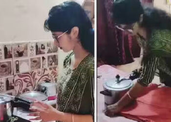 പ്രഷർ കുക്കറിലും ഇസ്തിരിയിടാം; അപാര ബുദ്ധിയെന്ന് നെറ്റിസൺസ്; വീഡിയോ വൈറൽ