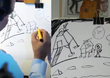 ചന്ദ്രനിൽ നായരുടെ തട്ടുകട..നമ്മുടെ കൂട്ടർ വരാൻ 2040 വരെ വേണം; ലൈവ് ആയി കാർട്ടൂൺ വരച്ച് ഇസ്രോ ചെയർമാൻ