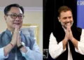 മിസ് ഇന്ത്യയിൽ എസ്.സി എസ്.ടിക്കാർ ഇല്ലെന്ന് രാഹുൽ ഗാന്ധി; ഹേയ് ബാലബുദ്ധി, ഭിന്നിപ്പുണ്ടാക്കുന്ന തന്ത്രങ്ങളുമായി വരരുതെന്ന് കേന്ദ്രമന്ത്രി കിരൺ റിജിജു