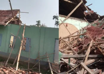 വലിയ ശബ്ദം കേട്ട് പുറത്തേക്ക് ഓടി ; അങ്കണവാടി കെട്ടിടത്തിന്റെ മേൽക്കൂര തകർന്നു വീണു ; ഒഴിവായത് വൻ ദുരന്തം