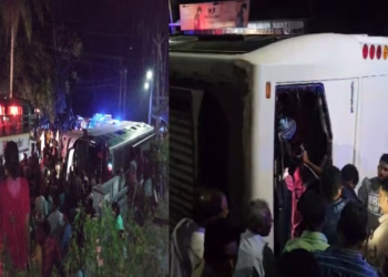 തിരുവനന്തപുരത്ത് ടൂറിസ്റ്റ് ബസ് മറിഞ്ഞ് അപകടം ; ഒരാൾ മരിച്ചു, കുട്ടികളടക്കം നിരവധിപേർക്ക് പരിക്ക്