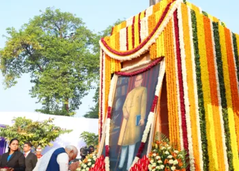 PM pays tribute to Babasaheb Dr. Bhimrao Ramji Ambedkar on his Mahaparinirvan Diwas at Parliament House premises, in New Delhi on December 06, 2023.