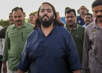 **EDS: THIRD PARTY IMAGE** In this handout image released on Friday, April 4, 2025, Anant Ambani, son of Reliance Industries Chairman Mukesh Ambani, during a ëpadyatraí from Jamnagar to Dwarka, in Gujarat. (Handout via PTI Photo) (PTI04_04_2025_000400B)