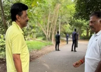 പ്രഭാത സവാരിക്കിടെ സ്റ്റാലിനുമായി കൂടിക്കാഴ്ച ; തൊട്ടുപിന്നാലെ എൻഡിഎ വിടുന്നതായി പ്രഖ്യാപിച്ച് ഒ പനീർശെൽവം