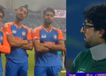 ദിസ് ഈസ് ഫോർ ഔർ സഞ്ജു യു സ്റ്റുപ്പിഡ് അബ്രാർ, മലയാളി താരത്തിന്റെ പേരിൽ കണക്ക് ചോദിച്ച് അർശ്ദീപും കൂട്ടരും; വീഡിയോ കാണാം