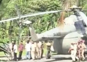 വൻ സുരക്ഷാ വീഴ്ച, രാഷ്ട്രപതി സഞ്ചരിച്ച ഹെലികോപ്റ്റർ കോൺഗ്രീറ്റിൽ താഴ്ന്നു