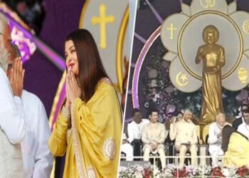 പ്രചോദിപ്പിക്കുന്ന വിവേകപൂർണമായ വാക്കുകൾക്ക് നന്ദി: മോദിയുടെ കാലിൽ തൊട്ട് അനുഗ്രഹം തേടി ഐശ്വര്യറായ്