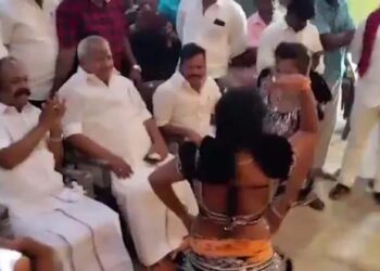 ഉദയനിധി സ്റ്റാലിന്റെ പിറന്നാൾ ആഘോഷത്തിനിടെ അശ്ലീല നൃത്തം; കയ്യടിച്ച് പ്രോത്സാഹിപ്പിച്ച് മന്ത്രി