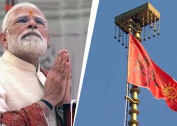 ശ്രീരാമജയം: അയോദ്ധ്യ ക്ഷേത്രത്തിൽ ധ്വജമുയർത്തി പ്രധാനമന്ത്രി
