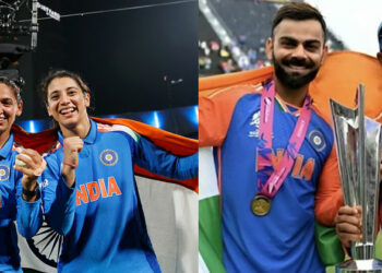 അവിടുത്തെപ്പോലെ ഇവിടെയും, അന്ന് കോഹ്‌ലിയും രോഹിതും ഇന്ന് സ്‌മൃതിയും ഹർമനും; ഐക്കോണിക് പോസിന്റെ പുനഃരാവിഷ്‌കണം ഏറ്റെടുത്ത് സോഷ്യൽ മീഡിയ