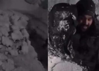 കഠിന തണുപ്പിലും കുലുക്കമില്ലാതെ അതിർത്തി കാത്ത് ഇന്ത്യൻ സൈനികൻ; മഞ്ഞുമൂടിയ നിലയിൽ വിശ്രമിക്കുന്ന സൈനികന്റെ ദൃശ്യങ്ങൾ വൈറൽ