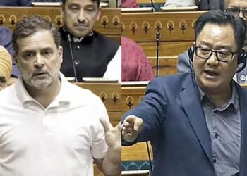 ‘തെളിവ് എവിടെ?’; പാർലമെന്റിൽ രാഹുൽ ഗാന്ധിയെ പൂട്ടിക്കെട്ടി കിരൺ റിജിജു! ഇന്ത്യയെ വിറ്റുവെന്ന ആരോപണം തെളിയിക്കാൻ വെല്ലുവിളി; പതറി പ്രതിപക്ഷ നേതാവ്!