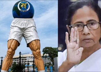 ‘ഞാൻ സ്വന്തമായി രൂപകൽപ്പന ചെയ്ത മനോഹരമായ ശില്പം ബിജെപി തകർത്തു’ ; സാൾട്ട് ലേക്ക് സ്റ്റേഡിയത്തിലെ ശില്പം മാറ്റിയതിൽ പ്രതിഷേധവുമായി മമത ബാനർജി