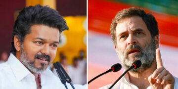ഫ്ലക്സ് ഉയർത്തി കാത്തിരുന്ന് കോൺഗ്രസ് പ്രവർത്തകർ, നേതാക്കളെ കാണാതെ വിമാനത്താവളത്തിലേക്ക് തിരിച്ച് വിജയ്; ദില്ലിയിൽ കണ്ടത് നാടകീയ രംഗങ്ങൾ