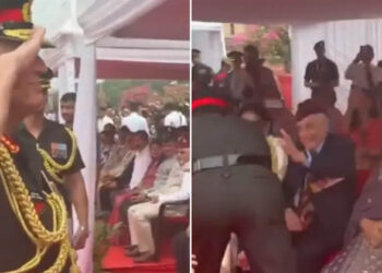 അച്ഛന്റെ അനുഗ്രഹത്തോടെ നേതൃത്വത്തിലേക്ക് ; കാൽ തൊട്ട് തൊഴുത് സല്യൂട്ട് ചെയ്ത് ജനറൽ ധീരജ് സേത്ത്