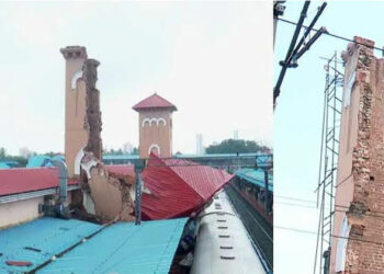 കോഴിക്കോട്ട് ക്ലോക്ക് ടവർ തകർച്ച; അവശിഷ്ടങ്ങൾ മാറ്റാൻ തീവ്ര ശ്രമം; രണ്ടും മൂന്നും ട്രാക്കുകളിൽ തടസ്സം തുടരുന്നു. ട്രെയിനുകൾ വൈകും