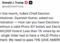 ഇന്ത്യൻ തെരഞ്ഞെടുപ്പ് രീതി അമേരിക്കയ്ക്ക് മാതൃക; വോട്ടർ ഐഡി സംവിധാനത്തെ പുകഴ്ത്തി ഡൊണാൾഡ് ട്രംപ്; ‘സേവ് അമേരിക്ക ആക്ട്’ പാസാക്കാൻ ആഹ്വാനം